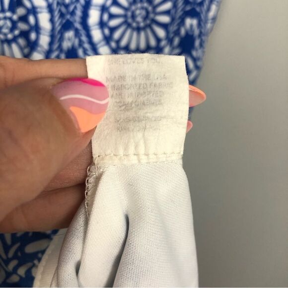 SHOW ME YOUR MUMU | Riri Blue & White Romper Mykonos Print Women’s Size Medium - Picture 9 of 9